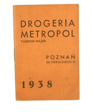 DROGERIA METROPOL Tadeusz Majer Poznaň 15 Br. Pierackiego KALENDARZYK KIESZONKOWY na rok 1938