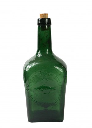 [Gnesen] Original Flasche von B. KASPROWICZ Gnesen schutz marke unter. m Karpfen, [W].