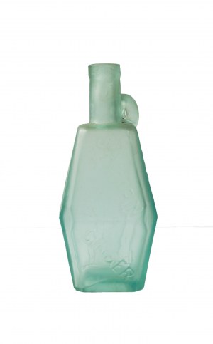 [Gniezno] MANDARIN GINGER B. Kasprowicz Gniezno , originálna, tvarovo nezvyčajná fľaša z farbiarne vodky B. Kasprowicz z Gniezna, [W].