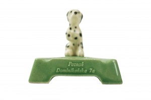 [Poznan] Ashtray with a dog figure and embossed advertising Cooperative Rzemieslnicza 