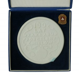 ĆMIELÓW Medaglia commemorativa per i 190 anni della fabbrica + francobollo commemorativo, 1980[W].