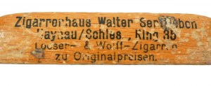 [CHOJNÓW / Haynau] Zigarrenhaus Walter Sen(unleserlich), Borstenkamm zum Reinigen, [BS].