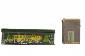 A. BATSCHARI Hoflieferant Baden-Baden 50 cigarettes SLEIPNER, boîte à cigarettes originale en fer-blanc, [W].