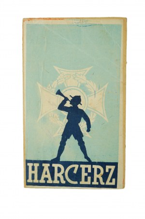 Towarzystwo Akcyjne St. Majewski S.A. , coperchio in cartone di una confezione di pastelli per la scuola HARCERZ con pubblicità, [AW].