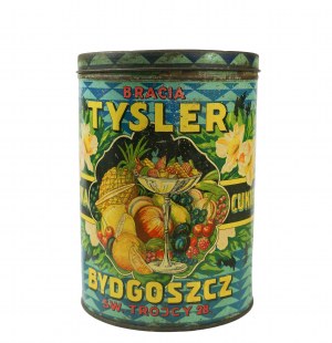 [Bydgoszcz] TYSLER Brothers Candy Factory , original, large tin with factory advertisement, [W].
