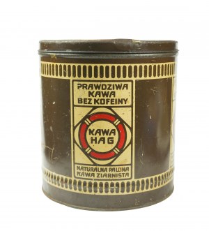 HAG genuine decaffeinated coffee. Original , large tin coffee can, [W].