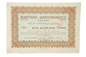 [HARTWIG KANTOROWICZ POZNAŃ Sp. Akc. avec le numéro 000002 , TRÈS RARE !