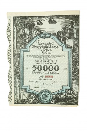 Towarzystwo Przemysłu Węglowego w Polsce Sp. Akc., 5th issue, 50 shares at 1000 Mk.P. 50,000 Polish marks