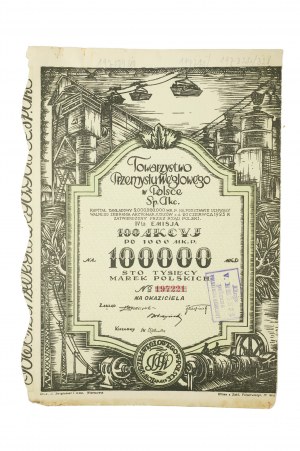 Towarzystwo Przemysłu Węglowego w Polsce Sp. Akc., 4th issue, 100 shares at 1000 Mk.P. 100,000 Polish marks