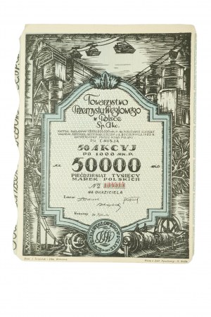 Towarzystwo Przemysłu Węglowego w Polsce Sp. Akc., 5. Ausgabe, 50 Aktien zu 1000 Mk.P. 50.000 polnische Mark