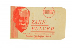 [Łódź] Kosmetische Fabrik Emil Matz & Co. K.-G. , originálny papierový obal ZAHN PULVER [zubný prášok], [BS].