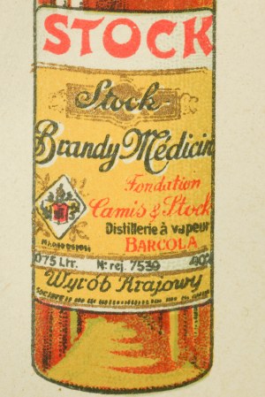 Karta menu z reklamą STOCK Brandy Medicine , wyrób krajowy, [BS]