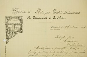 Włocławska Fabryka Elektrotechniczna A. Cichenwald & O. Mohr, 10 décembre 1904, CORRESPONDANCE, [BS].
