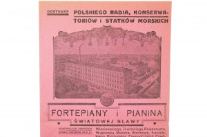 [KALISZ] Klaviere und Flügel des weltberühmten Arnold FIBIGER, Kalisz Nr. 9 Szopena St., ANZEIGE ULOTKA 1930er Jahre, [BS].