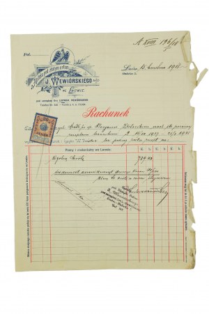 [Lemberg] Apotheke unter dem Goldenen Adler von J. Wiewiórski unter der Leitung von Dr. Ludwik Wewiorski in Lemberg, 15. April 1918. RECHNUNG[, BS].