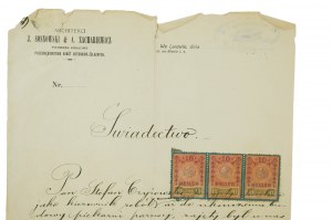 [Lviv] Architetti J. Sosnowski & A. Zacharewicz Pierwszy Krajowe Przedsiębiorstwo Robót Betonowo-Żelaznych, CERTIFICATO per il direttore dei lavori del 21 agosto 1909[BS].