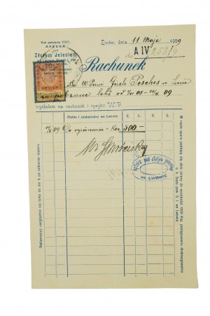 Pharmacie [Lviv] sous le cerf d'or, COMPTE daté du 11 mai 1909 [BS].