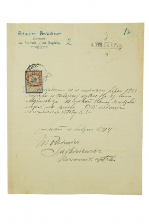 [Ľvov] Edward Brückner, lekárnik vo Ľvove na ulici Sapieha, KORESPONDENCIA z februára 1914,