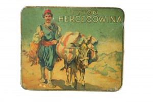 HERCEGOWINA tobacco 100 grams , original tin tobacco box, Polish Tobacco Monopoly marks, [BS].