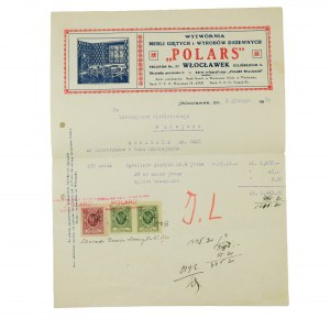 [Włocławek] Wytwórnia mebli giętych i wyrobów drzewnych POLARS, RACHUNEK dla Towarzystwa Wioślarskiego z 1 grudnia 1928 roku