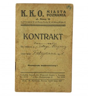 KONTRAKT NAJMU na mieszkanie w Poznaniu ul. Fabryczna 1, datowany 1 kwietnia 1938r., [LS]