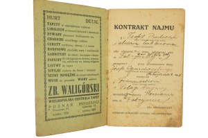 RENTAL CONTRACT for an apartment in Poznań, 1 Fabryczna Street, dated April 1, 1938, [LS].