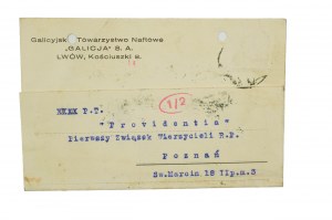 [Galicyjskie Towarzystwo Naftowe GALICJA S.A., Lwów 8 Kościuszki St., CORRESPONDANCE datée du 18.IX.1934, [AW1].