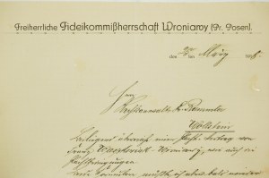 Majątek WRONIAWY, korespondencja z 1918. Majątek ten od XIX wieku należał do rodziny Antoniny Platerowej z domu Gajewskiej, [AW1]