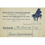 Magazyn Fortepianów Fr. Pawlak & J. Jóźwiak, Poznań Walki Młodych 22, RACHUNEK za pianino, 1947r., autograf właściciela, [AW1]