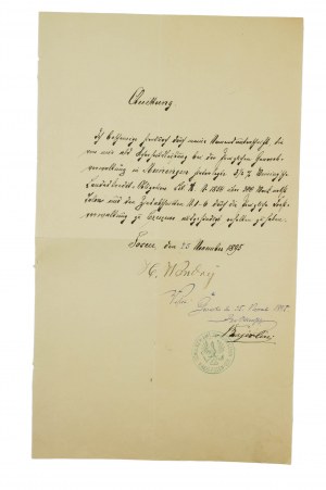 Urząd Sołecki w Górczynie, Poznań - Wschód, RACHUNEK datowany 25.11.1895r., [AW1]