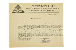 WATCH Bureau of House Closing and Guarding , Poznan 12 Mlynska Street, CORRESPONDENCE dated June 11, 1937, [AW1].