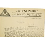 STRAŻNIK Biuro zamykania i strzeżenia domów , Poznań ul. Młyńska 12, KORESPONDENCJA z 11 czerwca 1937r., [AW1]