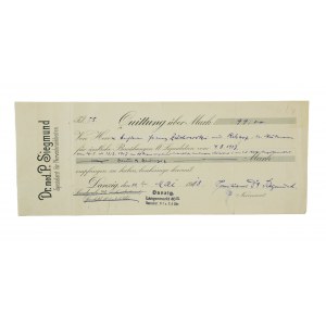 KWIT / WEKSEL na 99 marek Dr med. P. Siegmund [neurolog, psychiatra] za leczenie w okresie 8.1917 - 5.1918, [AW1]