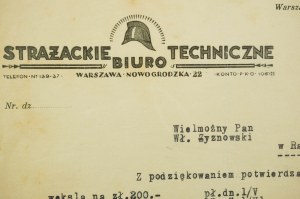 Firemen's Technical Bureau Warsaw 22 Nowogrodzka Street, document dated April 3, 1930, [AW1].