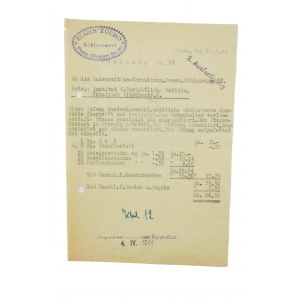 Zaklad ślusarski EUGEN ZUCHO Poznań ul. Głogowska 80, RACHUNEK z dnia 16.3.1944r., [AW1]