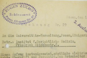 Zaklad ślusarski EUGEN ZUCHO Poznań ul. Głogowska 80, RACHUNEK dated 16.3.1944, [AW1].
