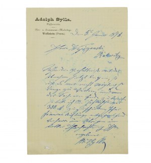 ADOLPH SYLLA hrnčiar Wolsztyn, KORESPONDENCIA z roku 1892, [AW1].