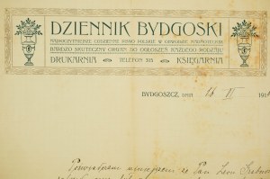 DZIENNIK BYDGOSKI Zaświadczenie dla zecera stereotypera, daté du 16.VI.1914r, [AW1].