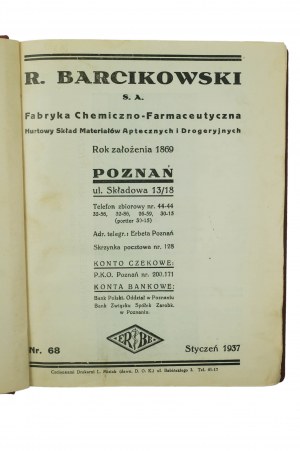 R. BARCIKOWSKI Poznań S.A. Chemische und pharmazeutische Fabrik, CENNIK Januar 1937, [AW2].