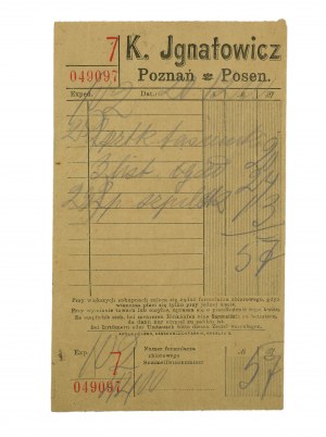 K. IGNATOWICZ Kaufhaus in Poznań, ACCOUNT auf Druck mit Werbung, [AW2].