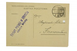 Tartak Polski w Miradzu, KARTKA POCZTOWA con corrispondenza e timbro della segheria, [AW2].
