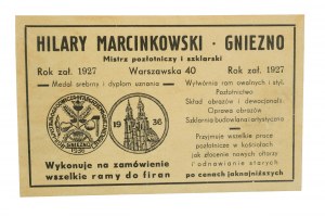 Hilary Marcinkowski mistr pozlacovač a sklář, Gniezno ul. Warszawska 40, AD, [AW2].