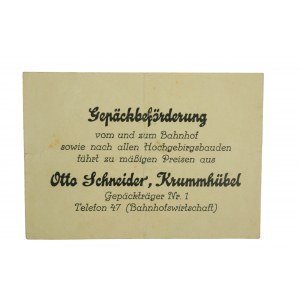 [Karpacz] Otto Schneider Gepäckträger / Tragarz [usługi bagażowe] REKLAMA, [AW2]