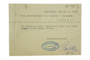 [Central Kaufhaus Fraustadt [Wschowa], Postkarte mit Werbung, [AW2].