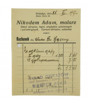 [Wolsztyn] Nikodem Adam, painter, composition of paintings, wallpaper, stationery and haberdashery (...) ACCOUNT dated 22.XII.1927, [AW2].