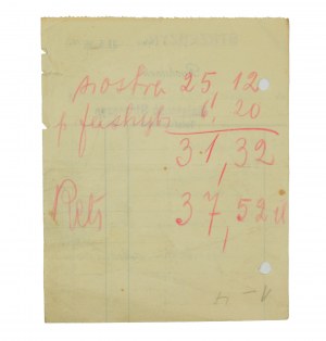 Strzeszyn estate ACCOUNT for milk, curd and buttermilk dated 31.5.1936.