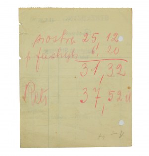 Fattura della tenuta di Strzeszyn per latte, cagliata e latticello del 31.5.1936.