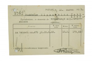 POLMIN in Poznań Sp. z o.o., Staatliche Fabrik für Mineralöle, Postkarte mit Firmenwerbung, datiert 16.3.1929, [AW2].