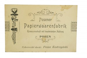 Posener Papierwaarenfabrik Franz Kostrzynski / Továreň na papierové výrobky AD v secesnom štýle, [AW2].