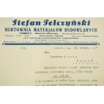 Stefan Pełczyński Hurtownia materiałów budowlanych KORESPONDENCJA z 25.IX.1937r. na druku z nagłówkiem firmowym, [AW2]